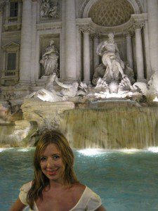 Red Carpet Roxy making a wish at the Fountain of Trevi