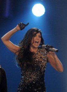 Fergie performing with her Grammy nominated band, The Black Eyed Peas, at the Grammy Nominations concert in LA photo: 