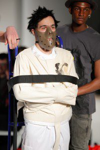 Pete Wentz as Hannibal Lector at the end of his Clandestine Industries fashion show at STYLE360 photo: Runway Resource