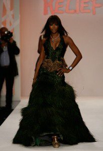 Naomi Campbell in Zac Posen on the catwalk at Fashion for Relief (TM) photo: style frizz