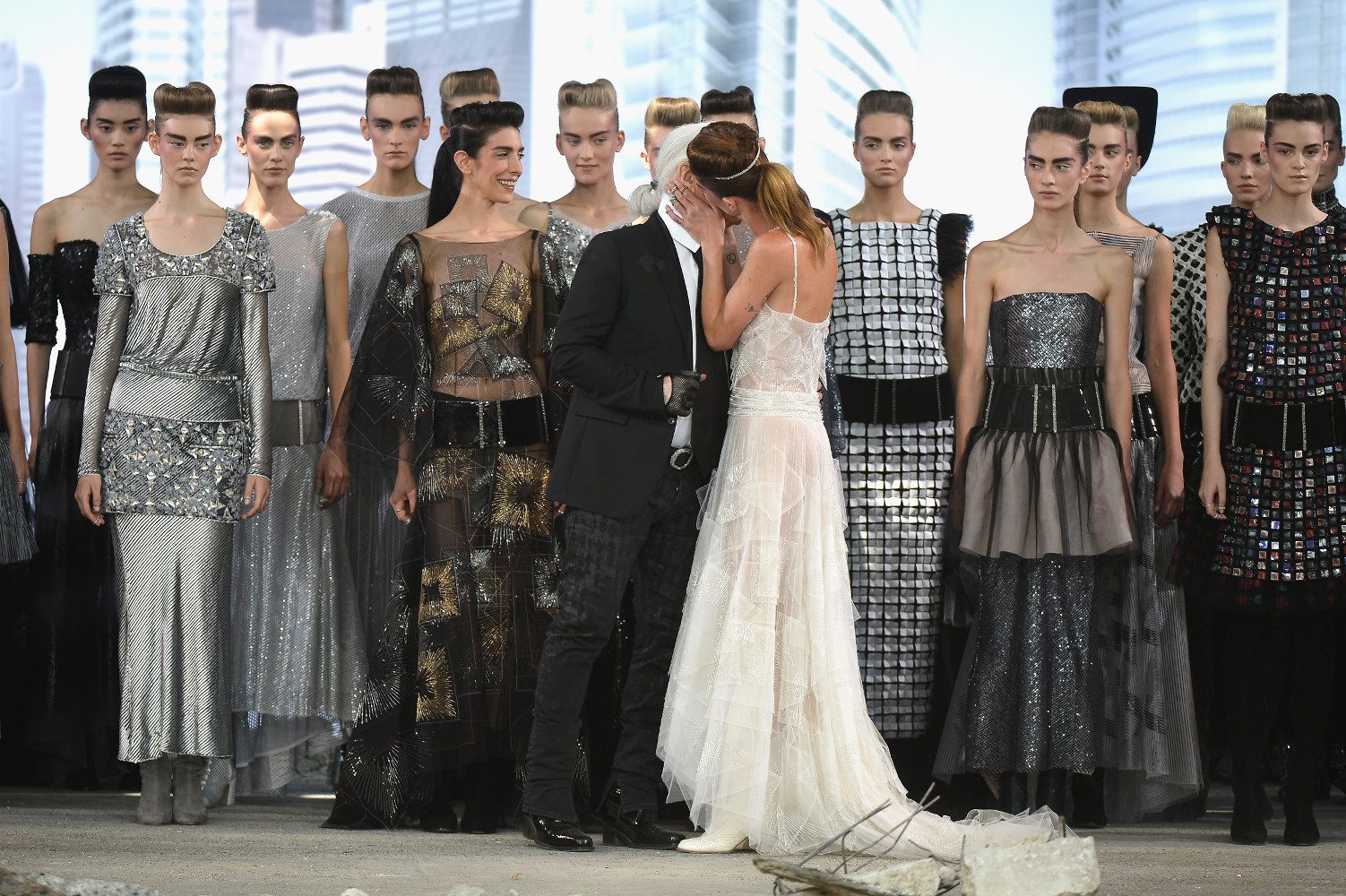 Karl Lagerfeld & the models at Chanel Haute Couture Fall 2013