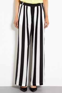MSGM Black & White Striped Trousers