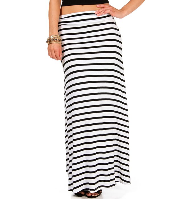 Windsor White/Black Stripe Maxi Skirt